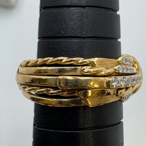 David yurman ring Angelika Linear Ring with Diamonds and Gold - Picture 14 of 17